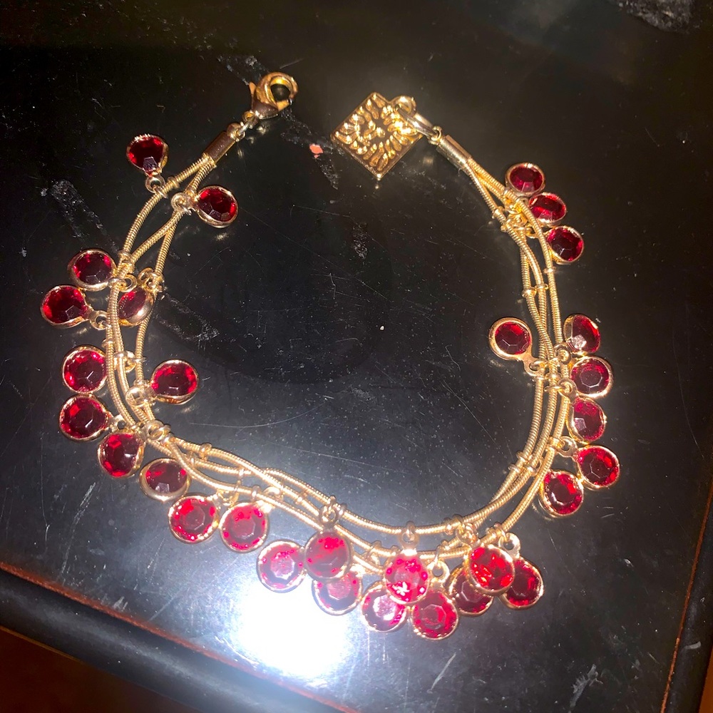 Vintage Anne Klein burgundy stone drop bracelet